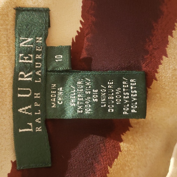 Lauren RALPH LAUREN Silk Animal Print A‑Line Skirt Brown Tan Flowy SIZE 10 - Picture 7 of 10